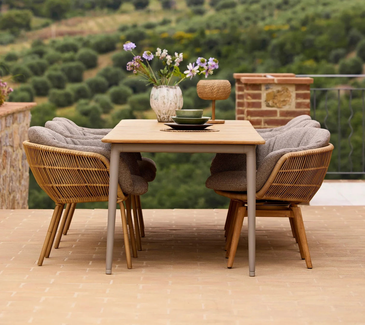 Cane-line Stay Swivel Fauteuil repas pivotant (54551), coussins en sus