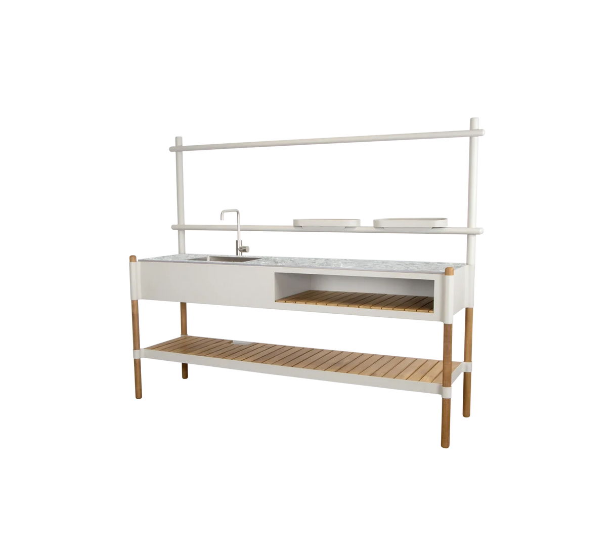 Cane-line Sticks Kitchen Cuisine d'extérieur 200cm (3512ASA) Plateau en céramique Multi Colour avec évier et robinet en inox intégrés Avec module Wand system