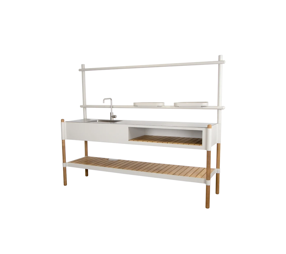 Cane-line Sticks Kitchen Cuisine d'extérieur 200cm (3512ASA) Plateau en inox avec évier et robinet en inox intégrés Avec module Wand system