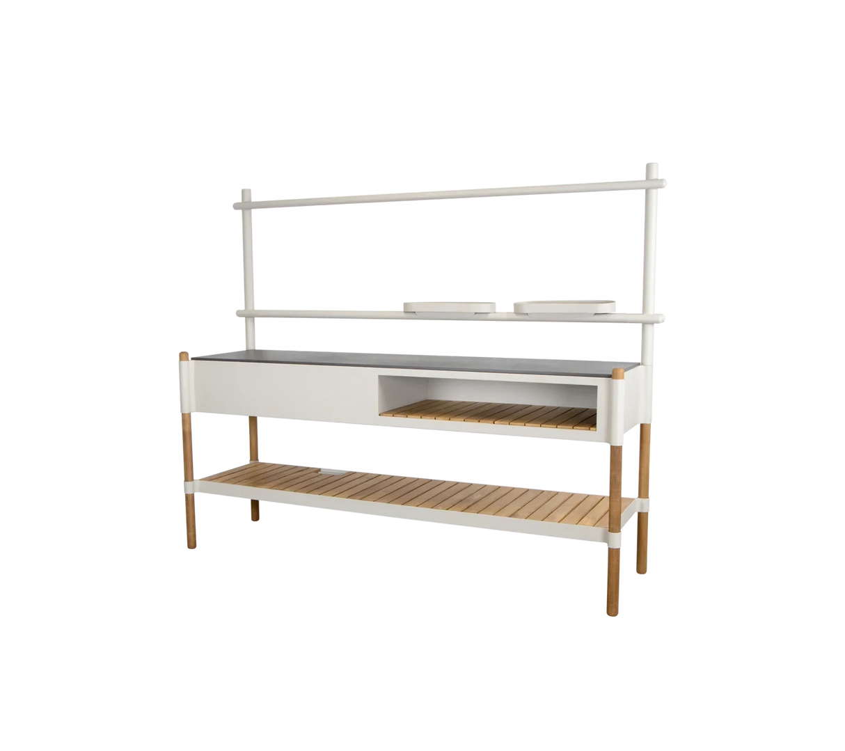 Cane-line Sticks Kitchen Cuisine d'extérieur 200cm (3512ASA) Plateau plein fermé en céramique Fossil Black Avec module Wand system