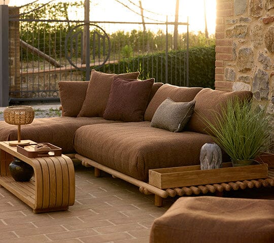 Cane-line Sticks Platform Canapé d'angle méridienne Teck