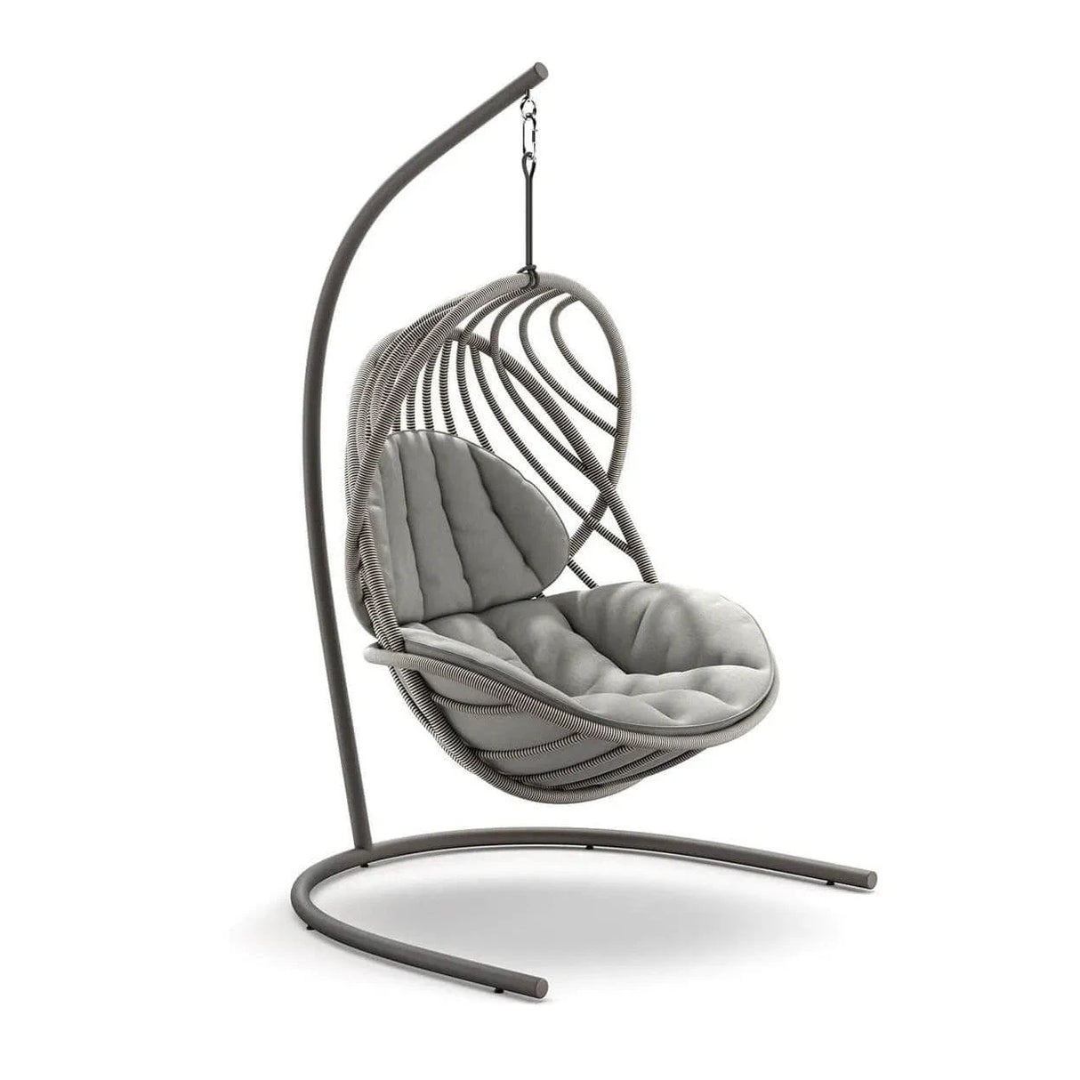 Dedon Kida Set Hanging Lounge chair avec Base, coussins non inclus Bliss Touch 217 / Black Pepper 317