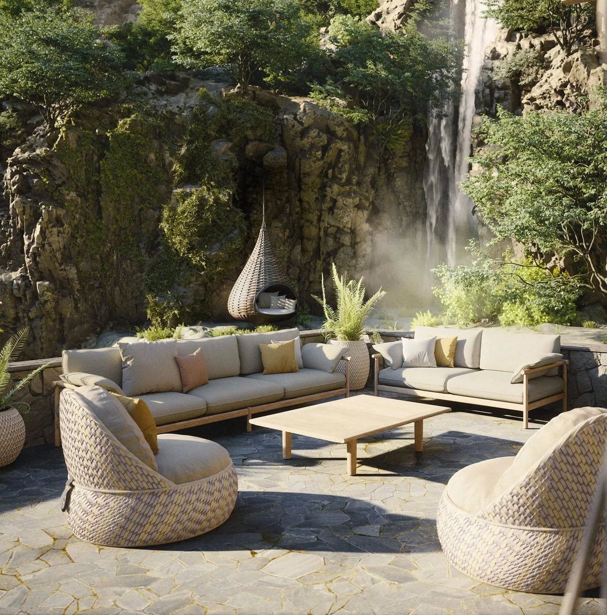 Dedon Tibbo 2-seater / Canapé 2 places, Coussins en sus