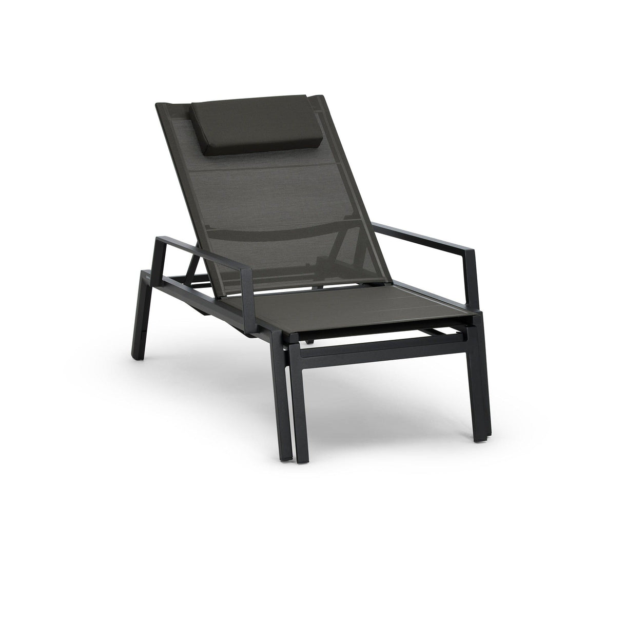 Diphano Selecta Deck chair Transat avec repose-pieds et accoudoirs alu Lava AF10 + Toile simple Café T131