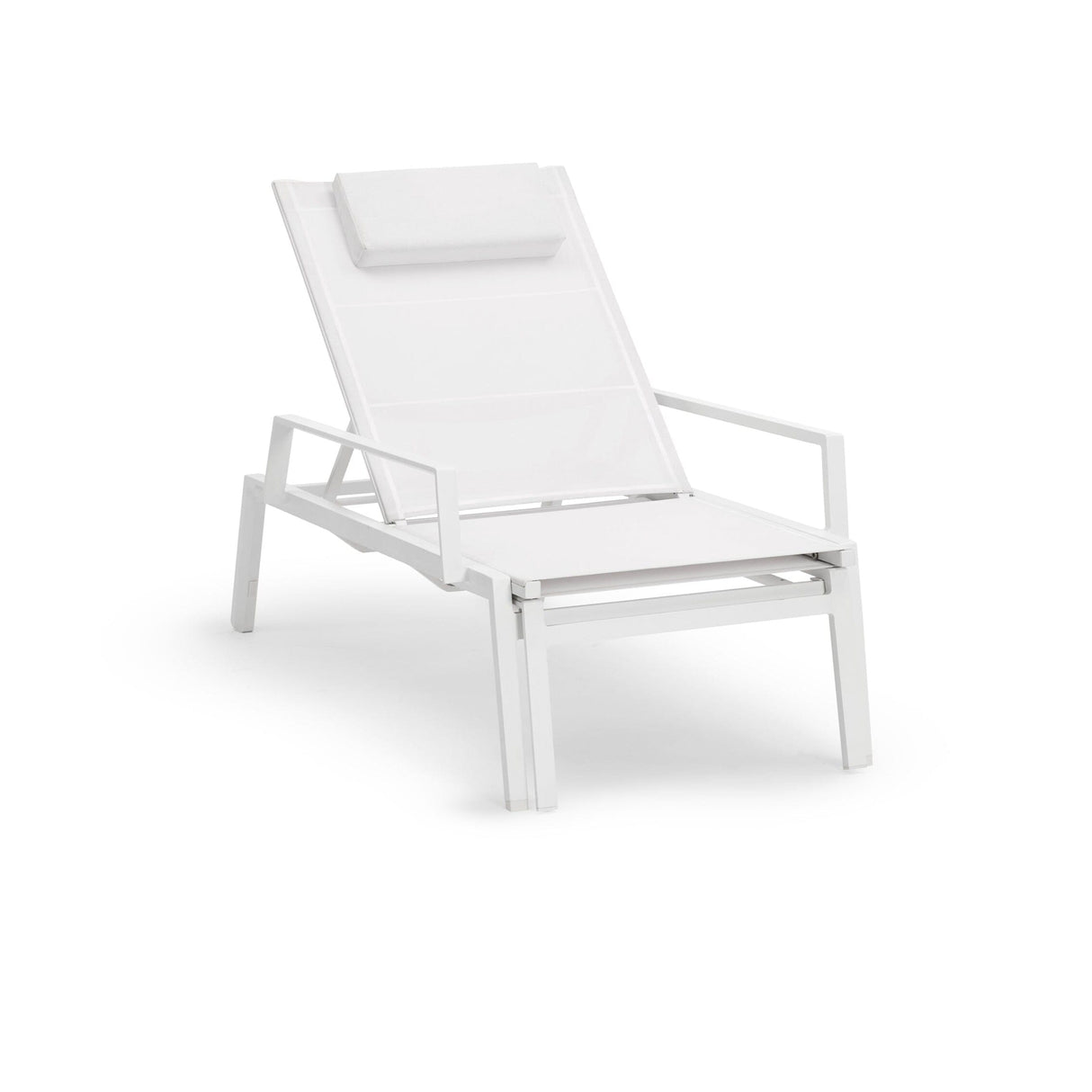 Diphano Selecta Deck chair Transat avec repose-pieds et accoudoirs alu White AF08 + Toile simple White T008