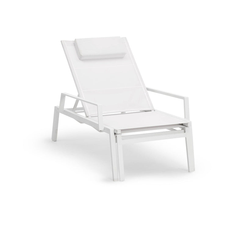 Diphano Selecta Deck chair Transat avec repose-pieds et accoudoirs alu White AF08 + Toile simple White T008 