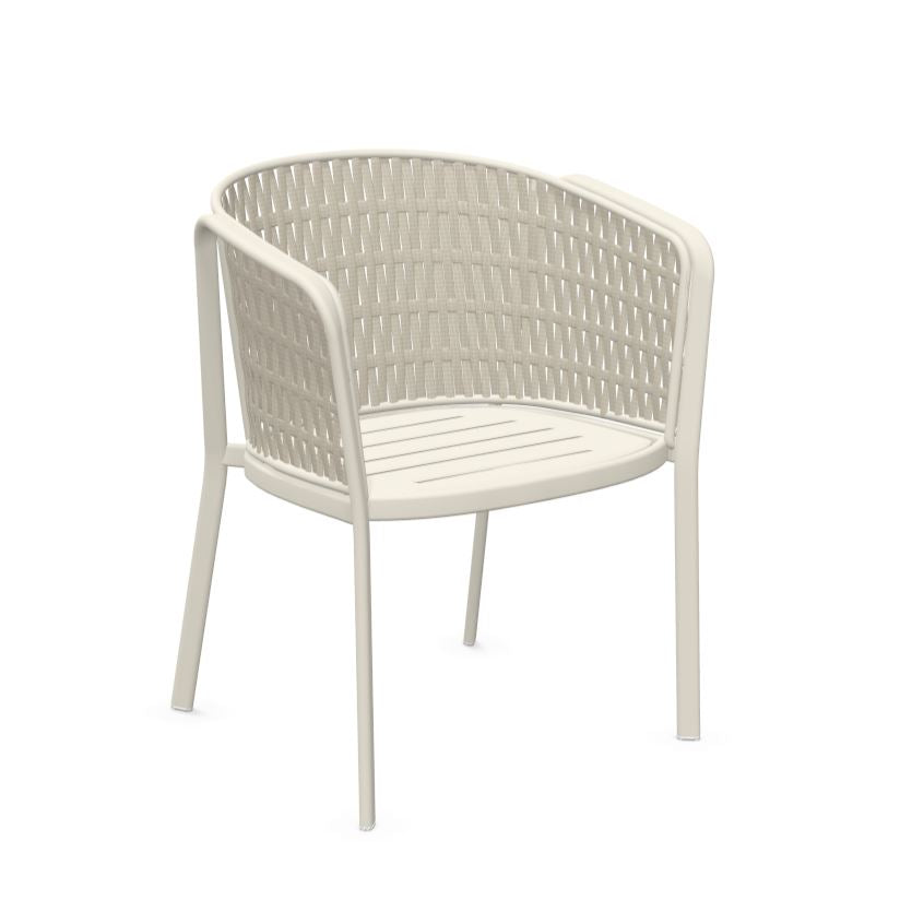 Emu 1214 Carousel Fauteuil Alu-Flat Rope Matt White 23 / Corde Melange Ivory 12