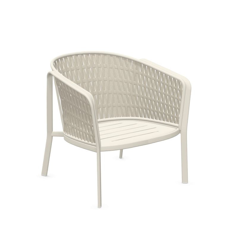 Emu 1218 Carousel Fauteuil Club Alu-Flat Rope Matt White 23 / Corde Melange Ivory 12