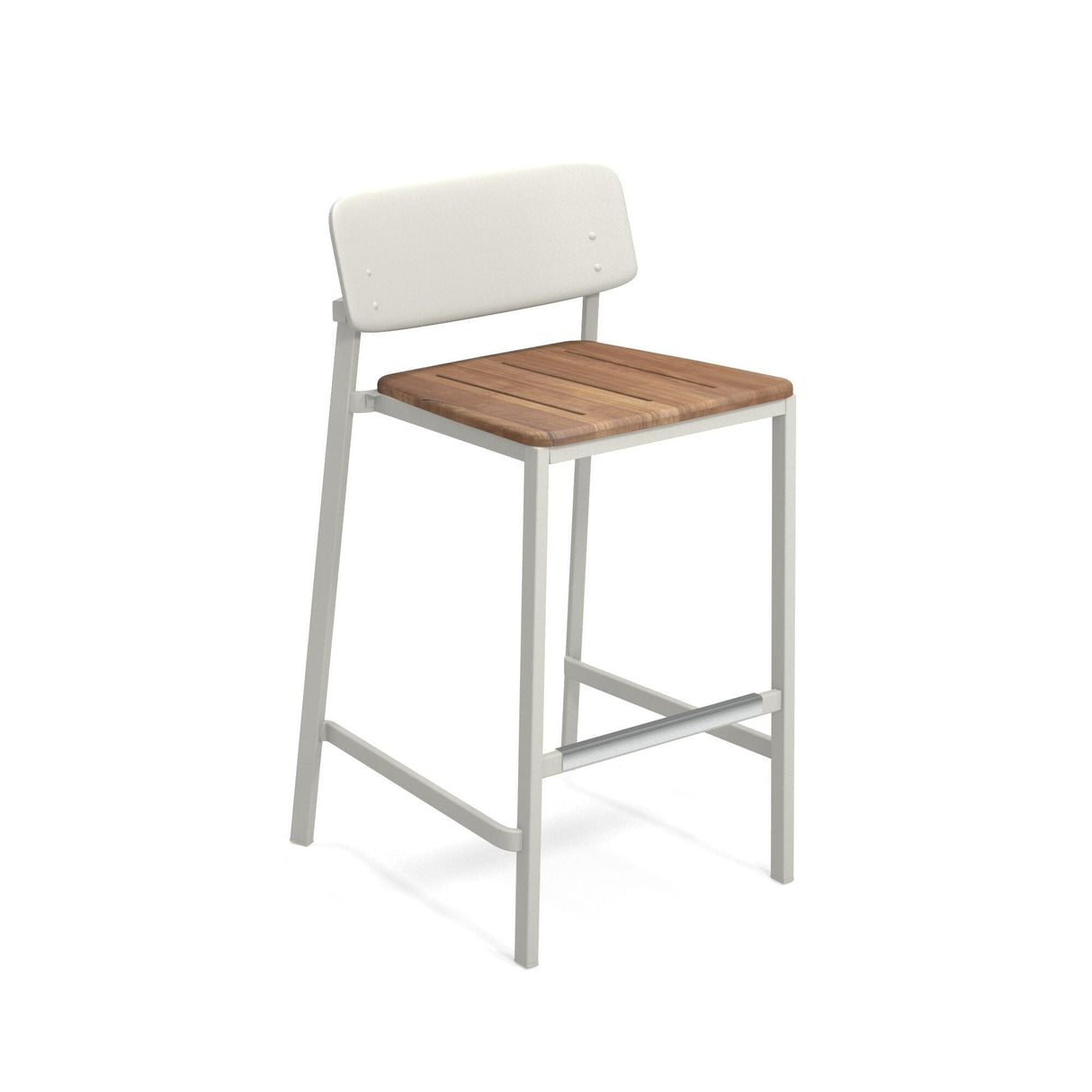 Emu 253 Shine Tabouret de bar assise en teck Matt White 23