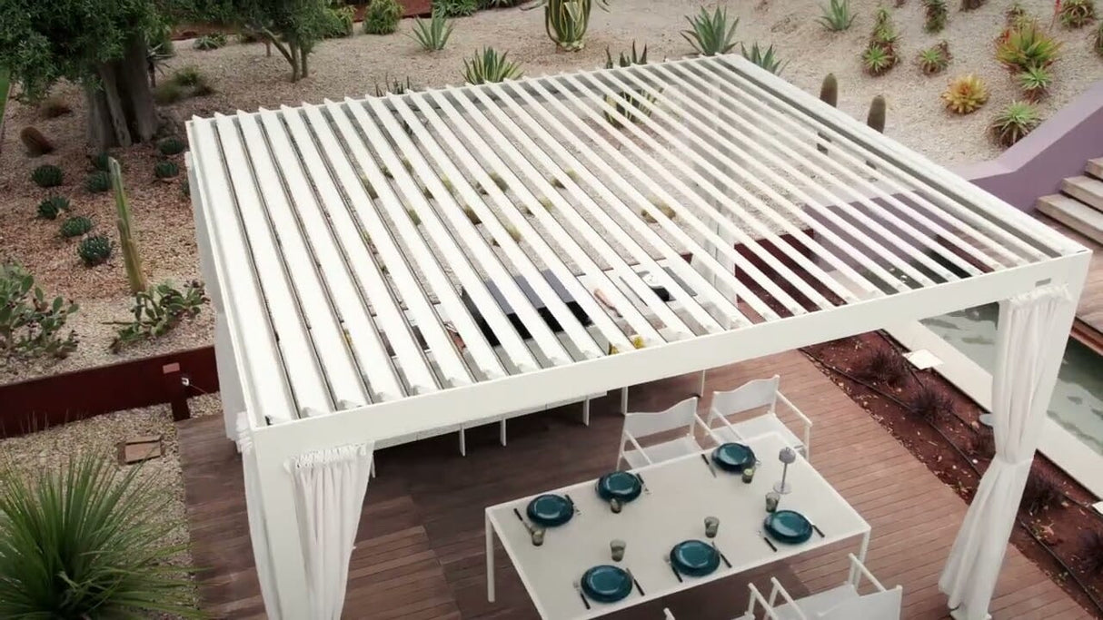 Emu 3000 Nuvola Pavillon bioclimatique électrique 4x3.5m avec leds, rideaux en sus