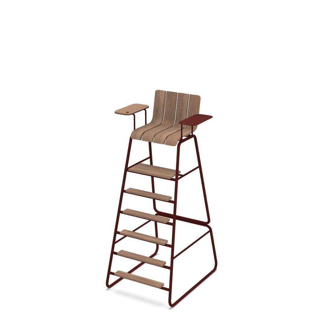 Ethimo Ace Chaise d'arbitre en Natural Teak Black Red