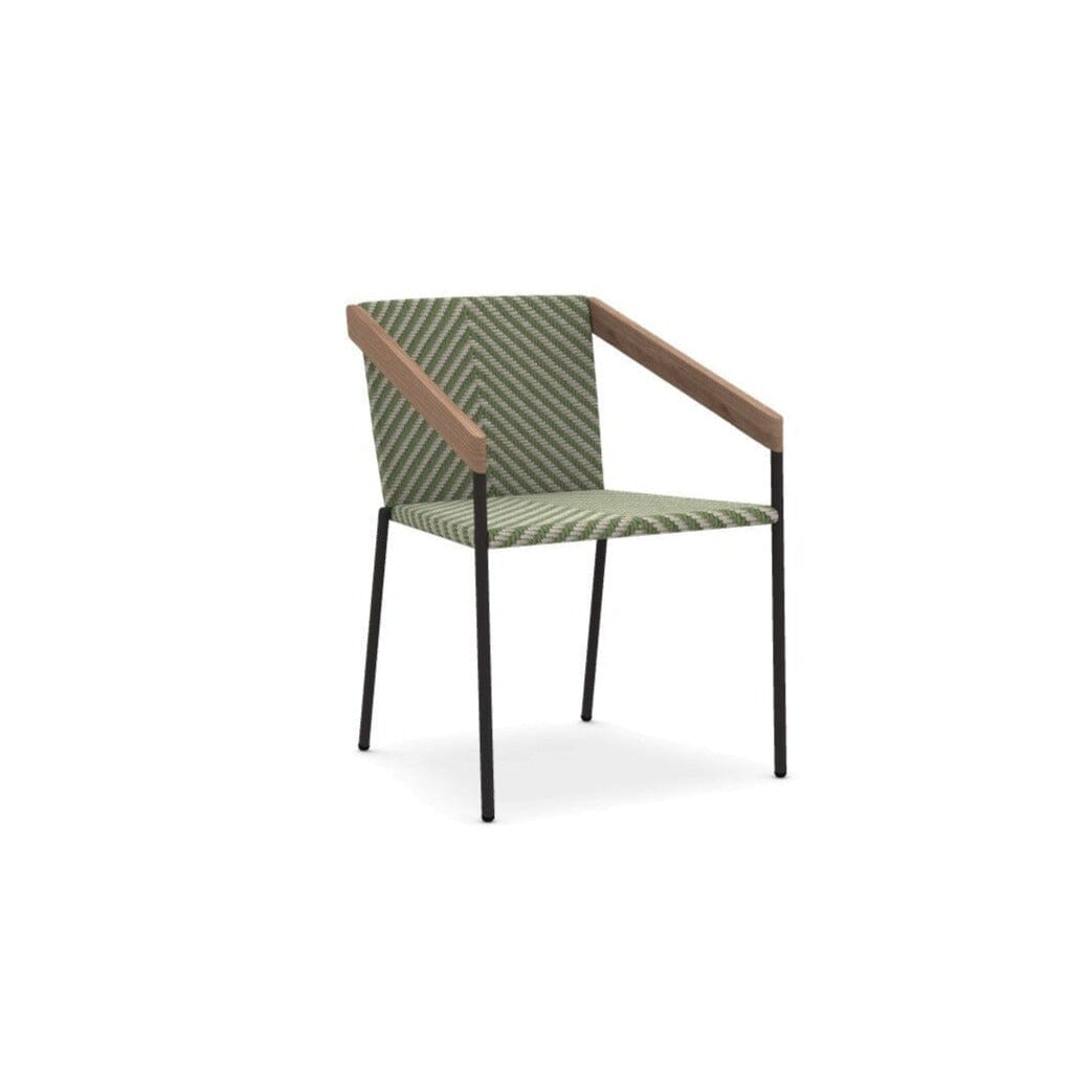 Ethimo Allaperto Bistrò Fauteuil repas Aluminium Coffee Brown + Natural Teak + Rope Light Grey/Olive Green