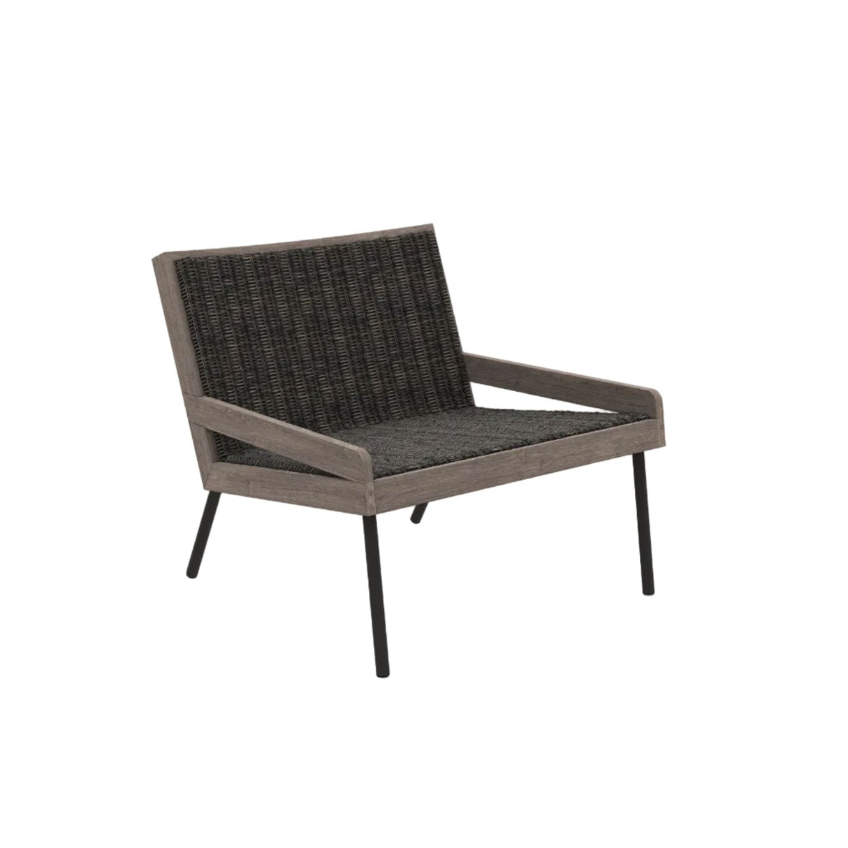 Ethimo Allaperto Mountain Etwick Fauteuil bas Lounge, Coussins non inclus Coffee Brown + Pickled Teak Etwick Bark