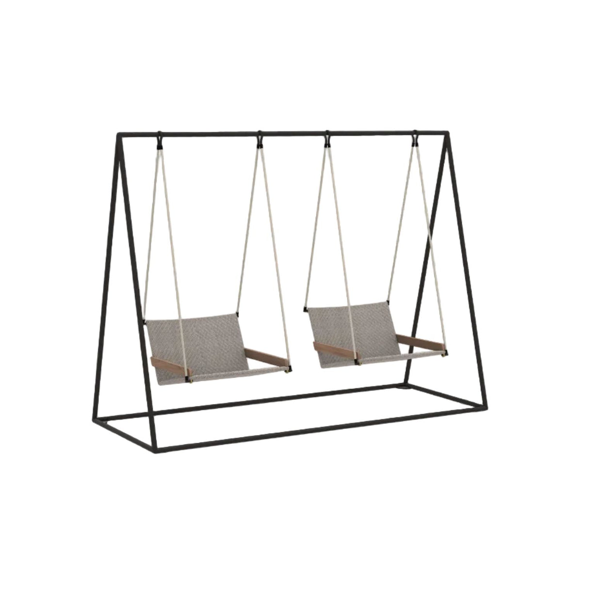 Ethimo Allaperto Nautic Balancelle autoportante Coffee Brown + Natural Teak Flat Rope Grey