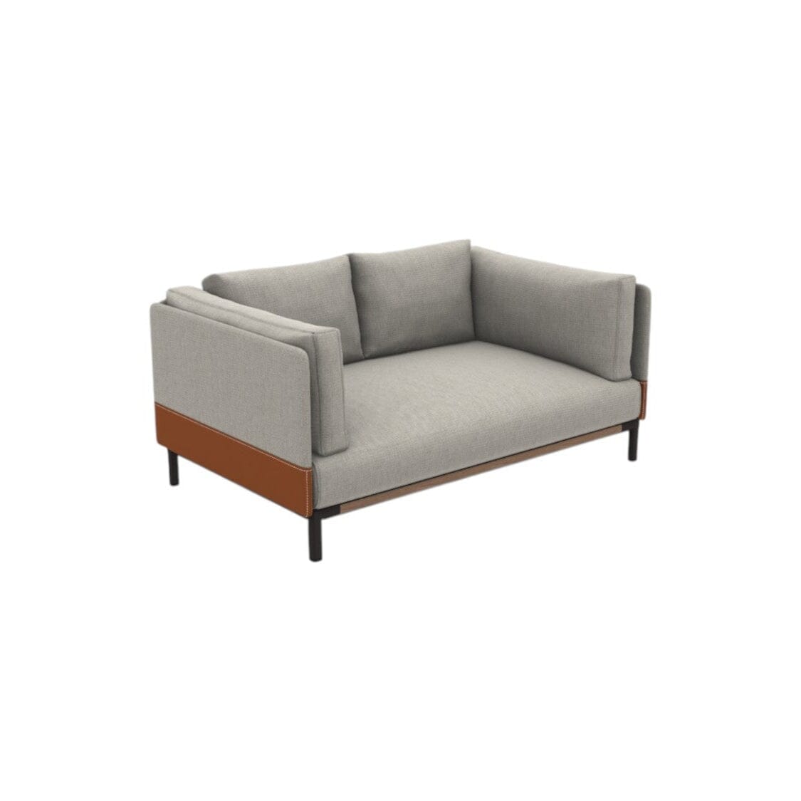 Ethimo Baia Canapé 2 places Alu Carbon + Teak Linen / Faux Leather