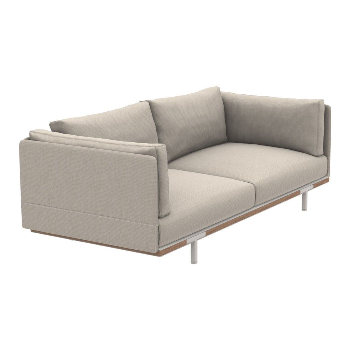 Ethimo Baia Canapé XL avec coussins Alu Limestone White + Teak Maiorca