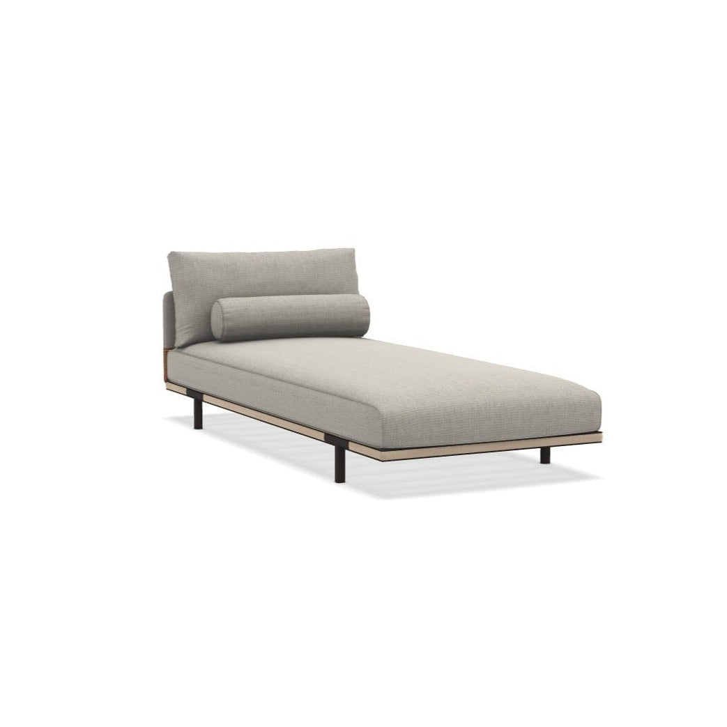 Ethimo Baia Chaise longue Alu Carbon + Accoya Linen-leather