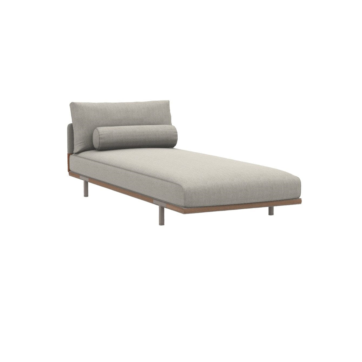 Ethimo Baia Chaise longue Alu Silver + Teak Linen-leather
