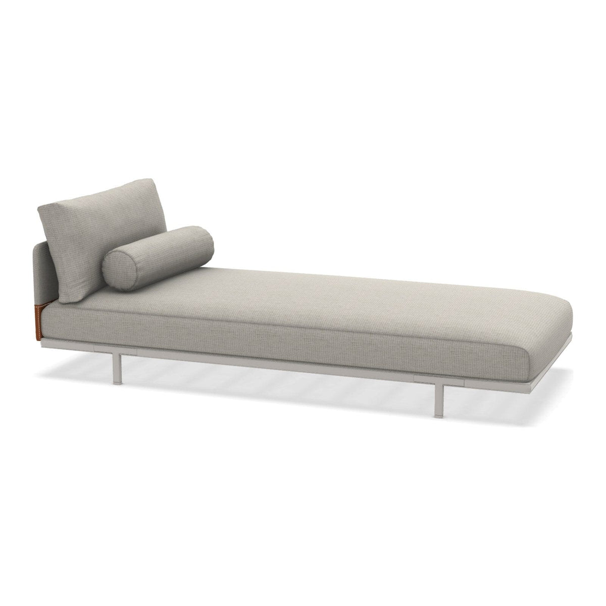 Ethimo Baia Chaise longue avec coussins Alu Limestone White Linen-leather