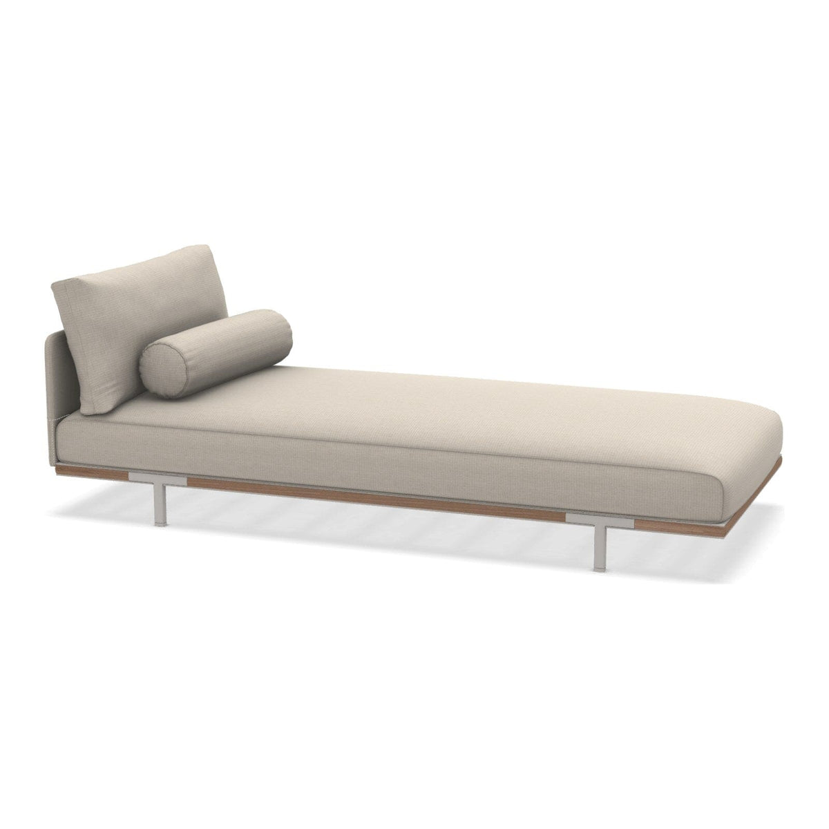 Ethimo Baia Chaise longue avec coussins Alu Limestone White + Teak Maiorca