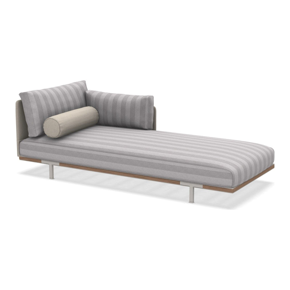 Ethimo Baia Daybed Méridienne gauche/droite avec coussins Alu Limestone White + Teak Cruise / Maiorca Gauche