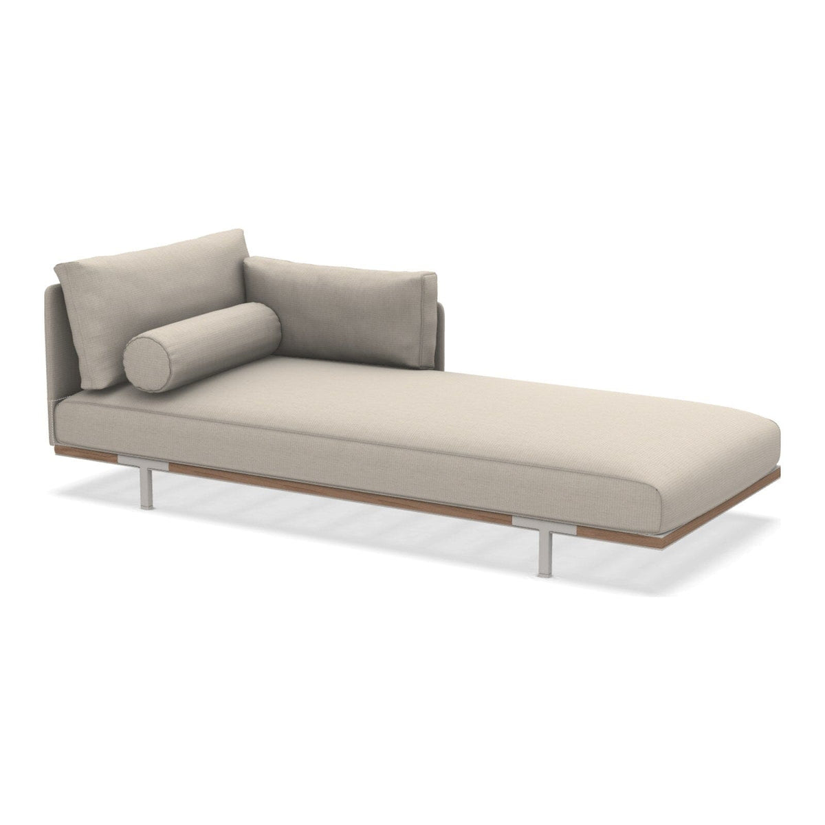 Ethimo Baia Daybed Méridienne gauche/droite avec coussins Alu Limestone White + Teak Maiorca Gauche