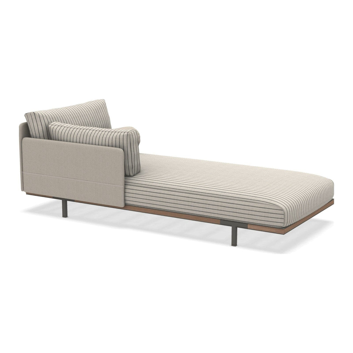 Ethimo Baia Daybed Méridienne gauche/droite avec coussins Alu Mud Grey + Teak Navy / Maiorca Droit