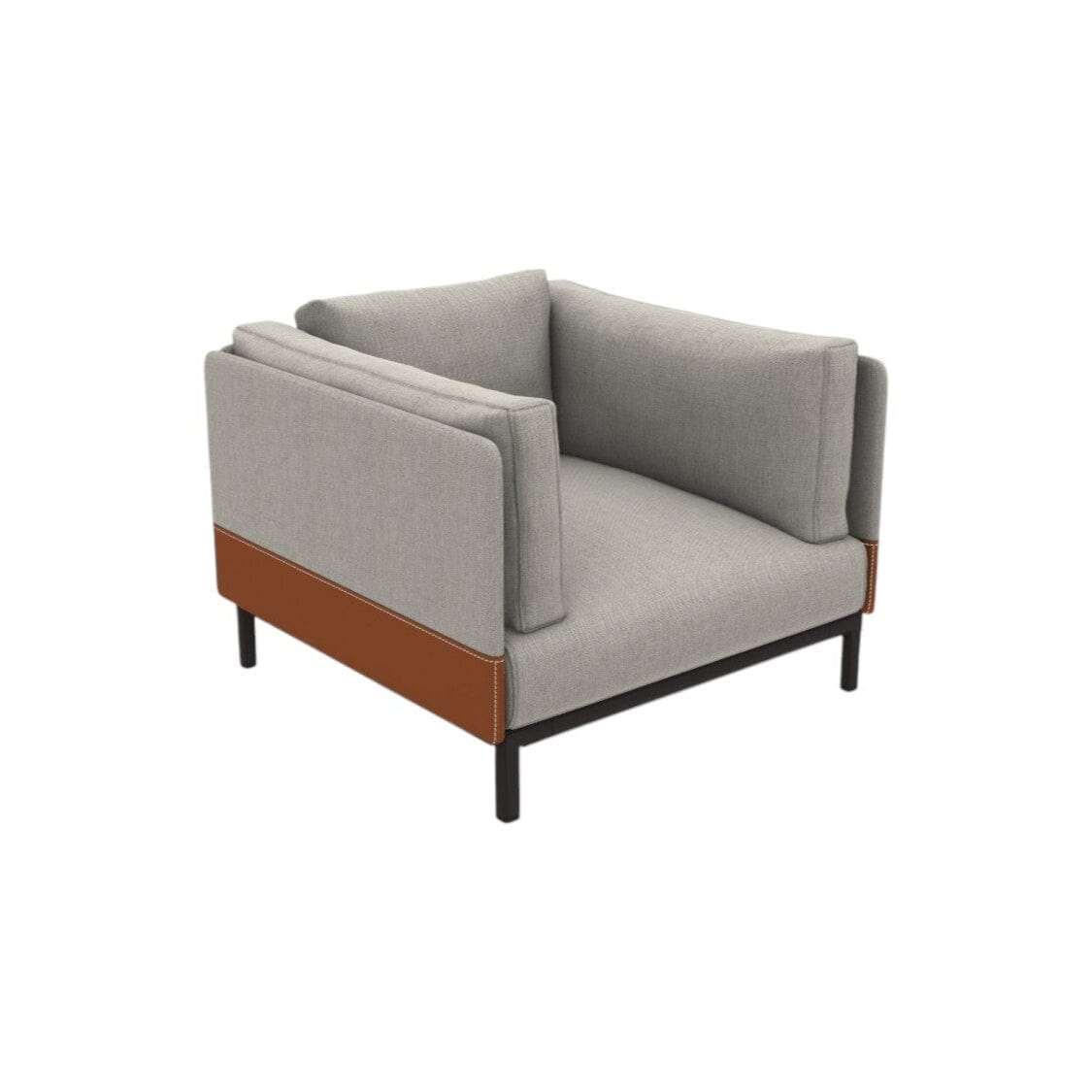 Ethimo Baia Fauteuil Club Lounge Alu Carbon + Teak Linen / Faux Leather