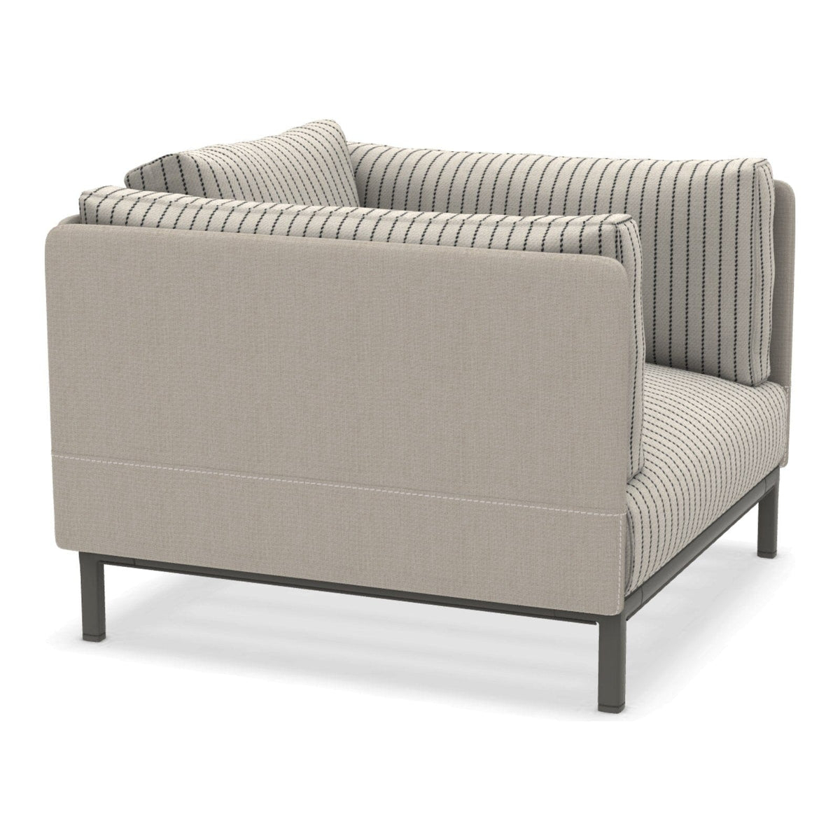Ethimo Baia Fauteuil Club Lounge avec coussins Alu Mud Grey Navy / Maiorca