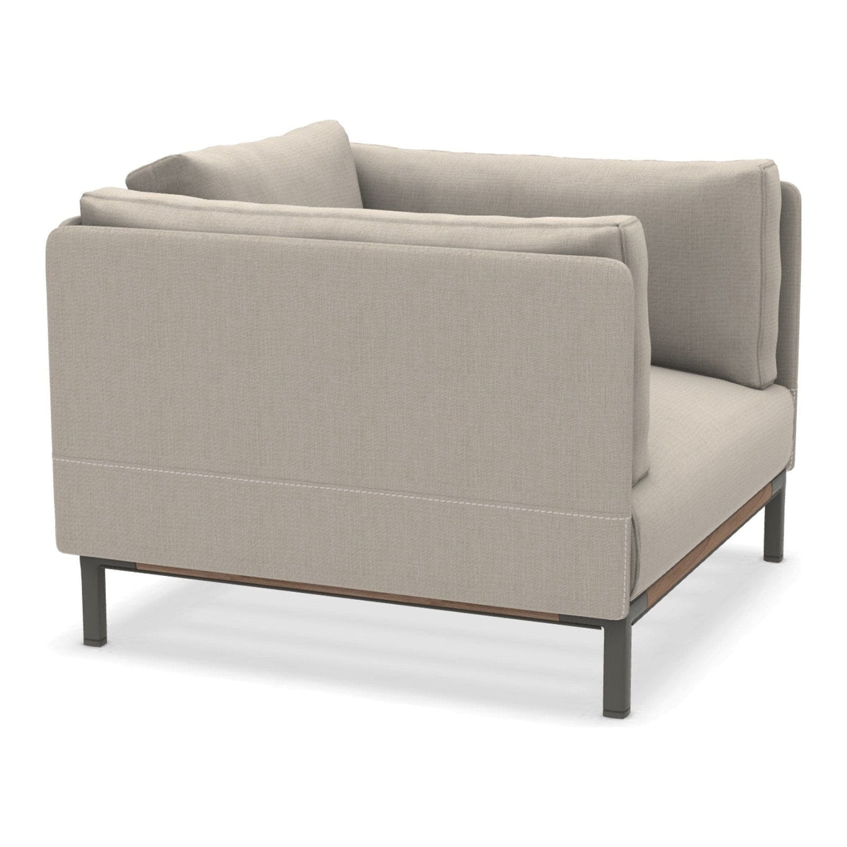 Ethimo Baia Fauteuil Club Lounge avec coussins Alu Mud Grey + Teak Maiorca