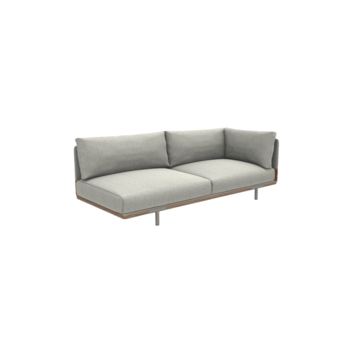 Ethimo Baia Module 2 places gauche/droit Alu Silver + Teak Linen / Faux Leather Gauche
