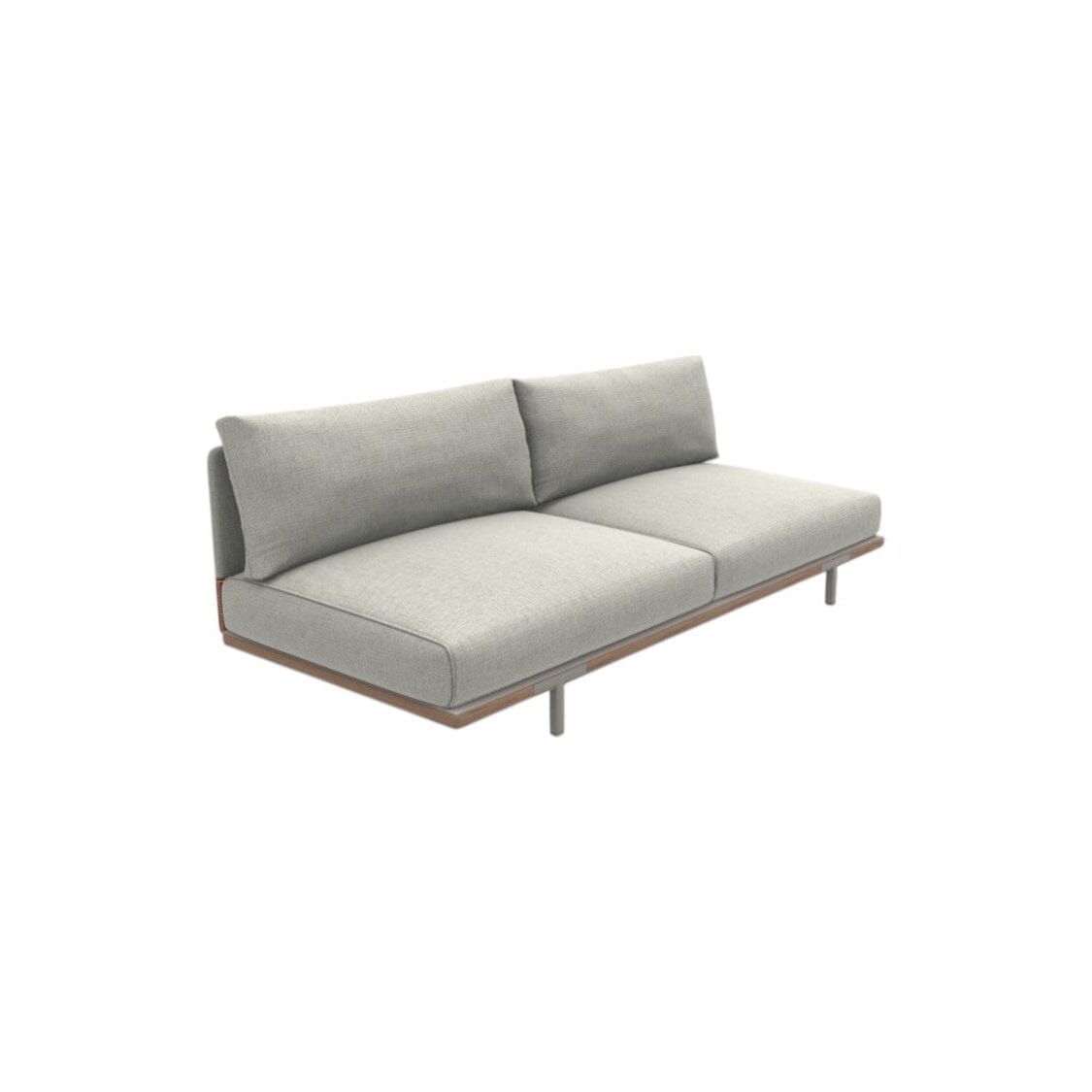 Ethimo Baia Module central XL Alu Silver + Teak Linen / Faux Leather