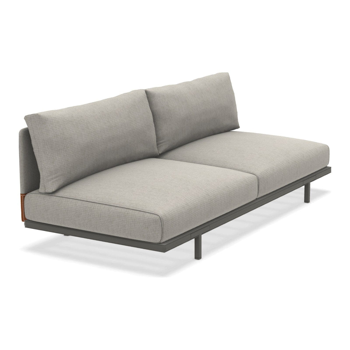 Ethimo Baia Module central XL avec coussins Alu Mud Grey Linen / Faux Leather