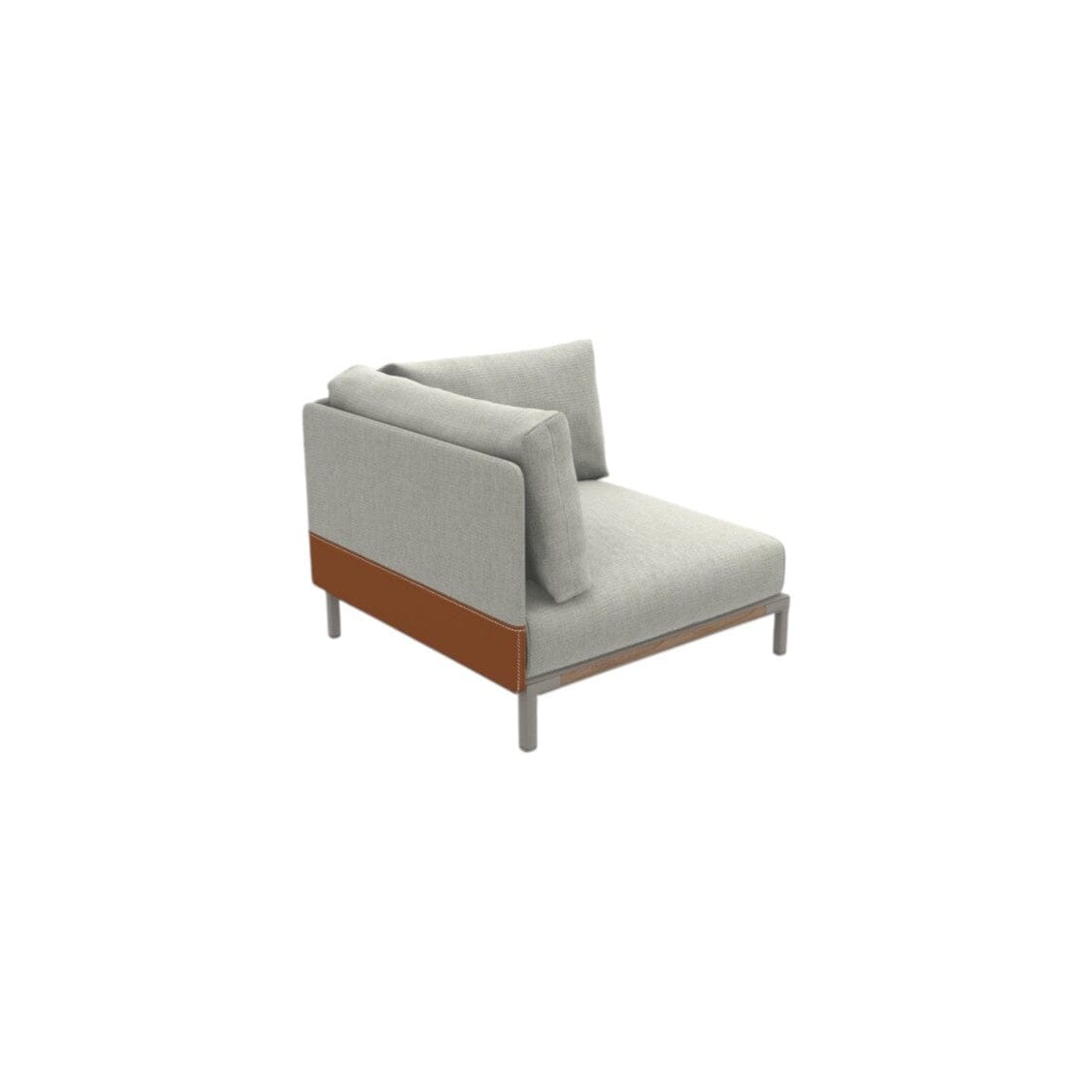 Ethimo Baia Module d'angle Alu Silver + Teak Linen / Faux Leather