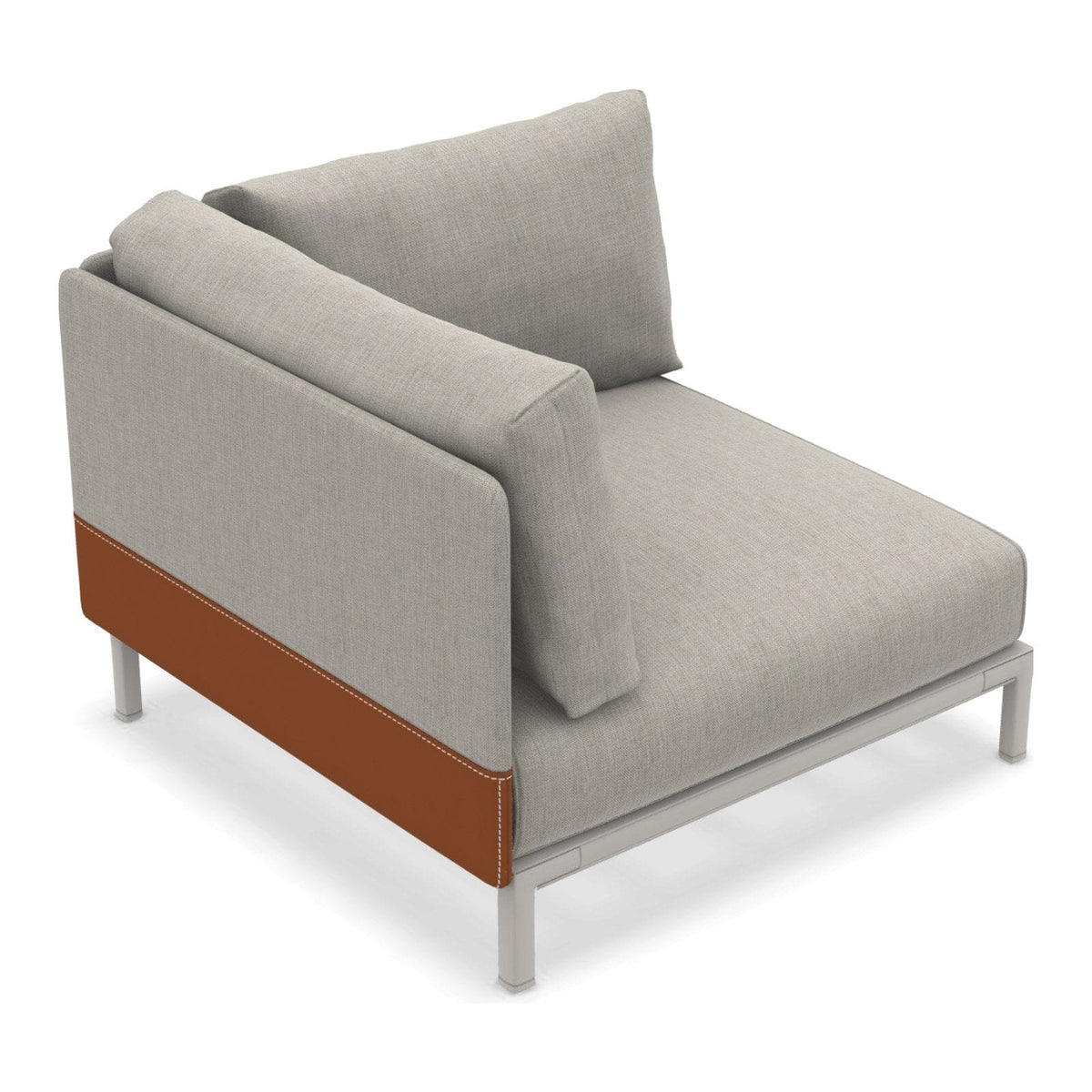 Ethimo Baia Module d'angle avec coussins Alu Limestone White Linen / Faux Leather