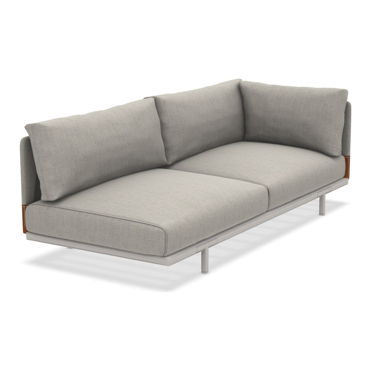 Ethimo Baia Module final 2 places gauche/droite avec coussins Alu Limestone White Linen / Faux Leather Gauche