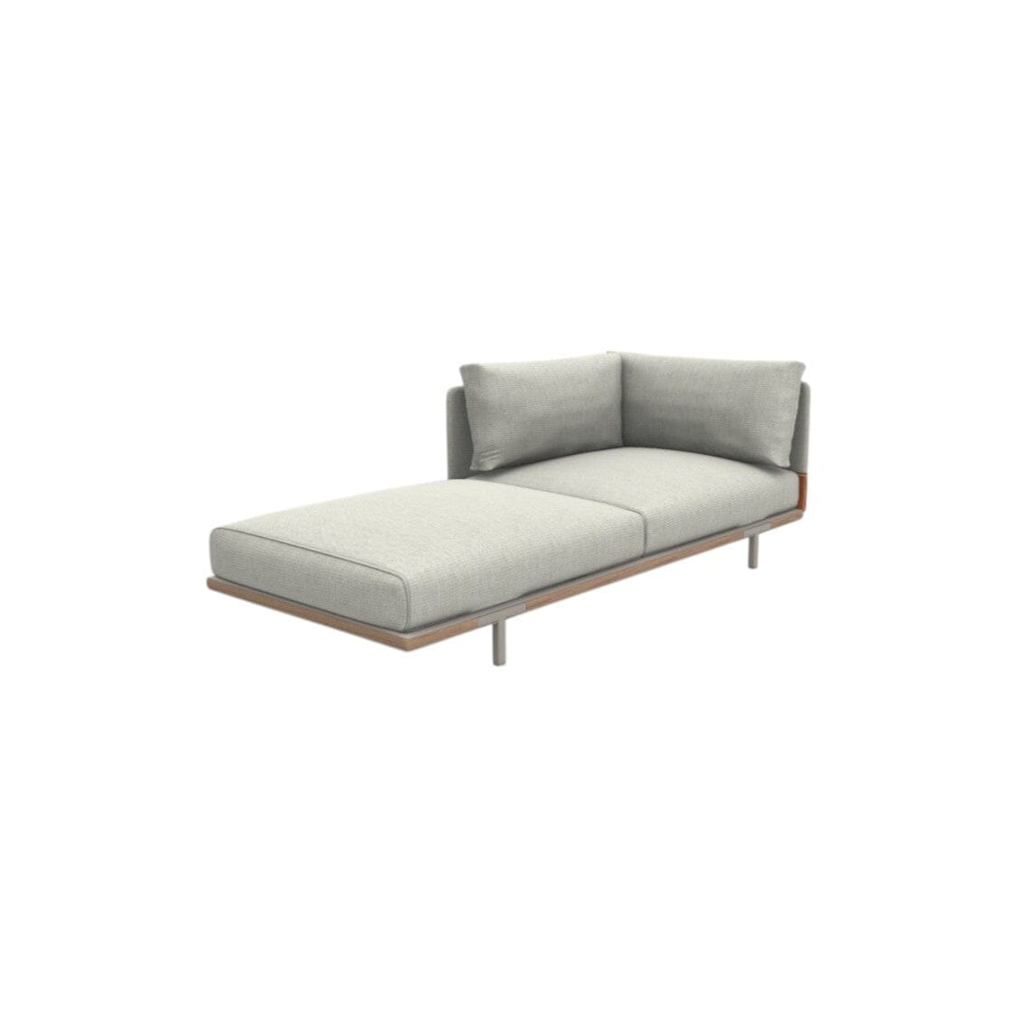 Ethimo Baia Module Lounge gauche/droit Alu Silver + Teak Linen / Faux Leather Droit