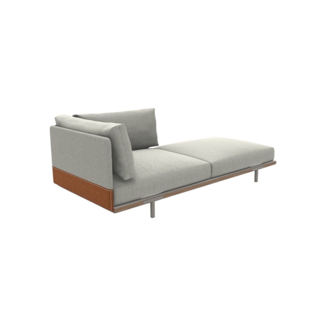 Ethimo Baia Module Lounge gauche/droit Alu Silver + Teak Linen / Faux Leather Gauche