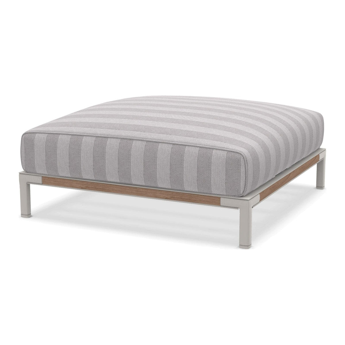 Ethimo Baia Pouf 90x90cm avec coussin Alu Limestone White + Teak Cruise