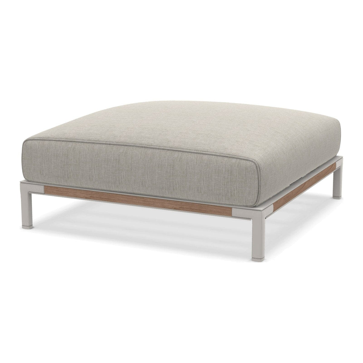 Ethimo Baia Pouf 90x90cm avec coussin Alu Limestone White + Teak Linen