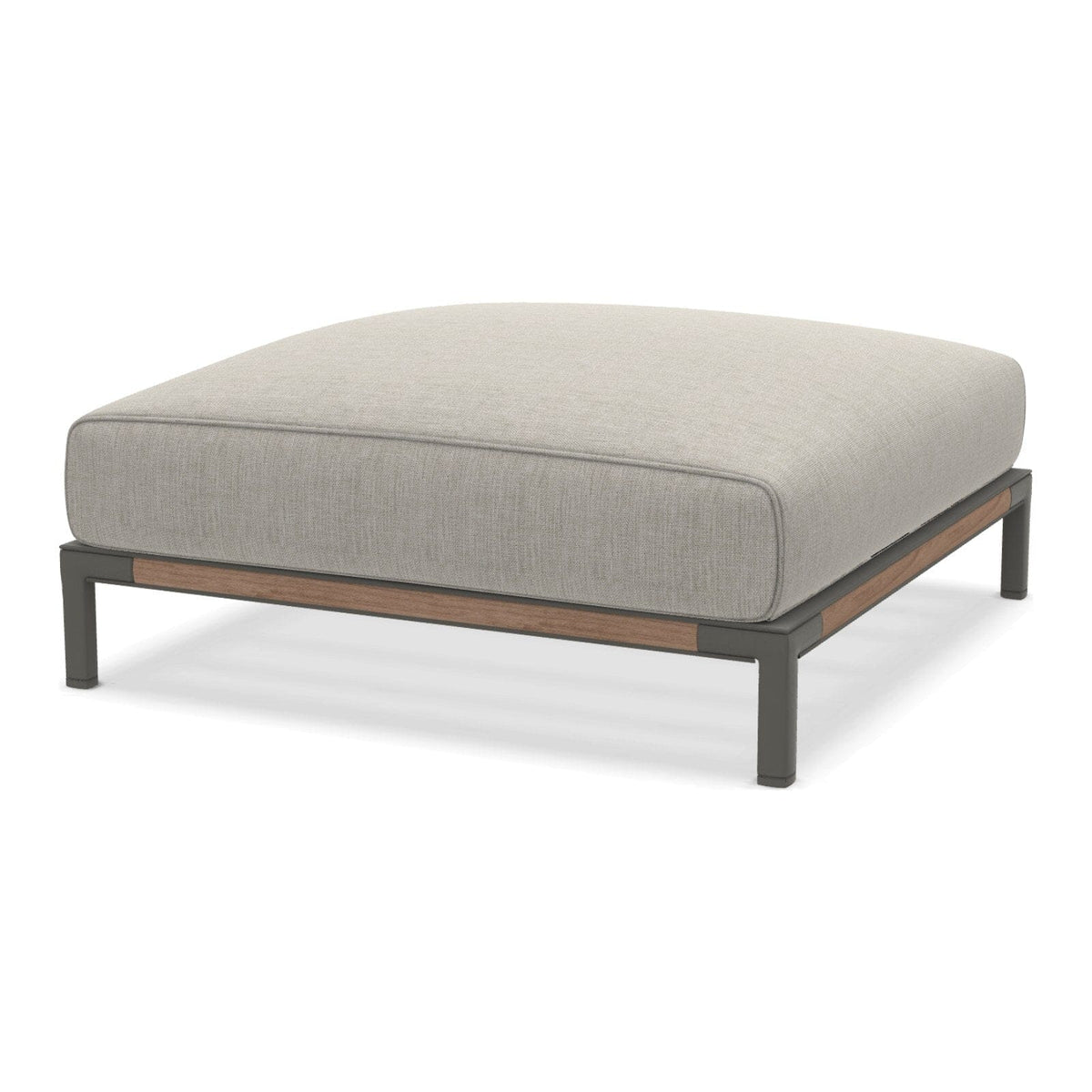 Ethimo Baia Pouf 90x90cm avec coussin Alu Mud Grey + Teak Linen