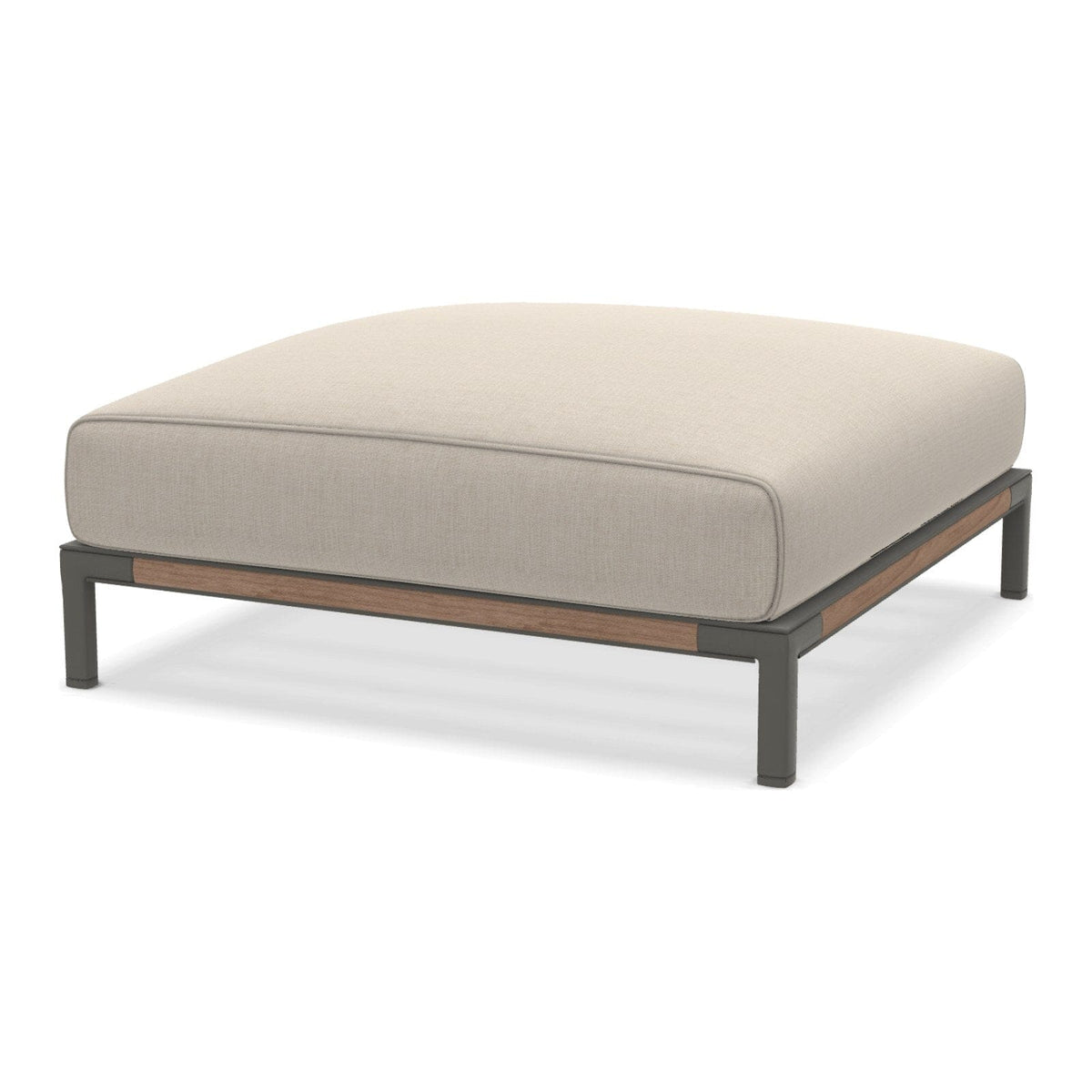 Ethimo Baia Pouf 90x90cm avec coussin Alu Mud Grey + Teak Maiorca