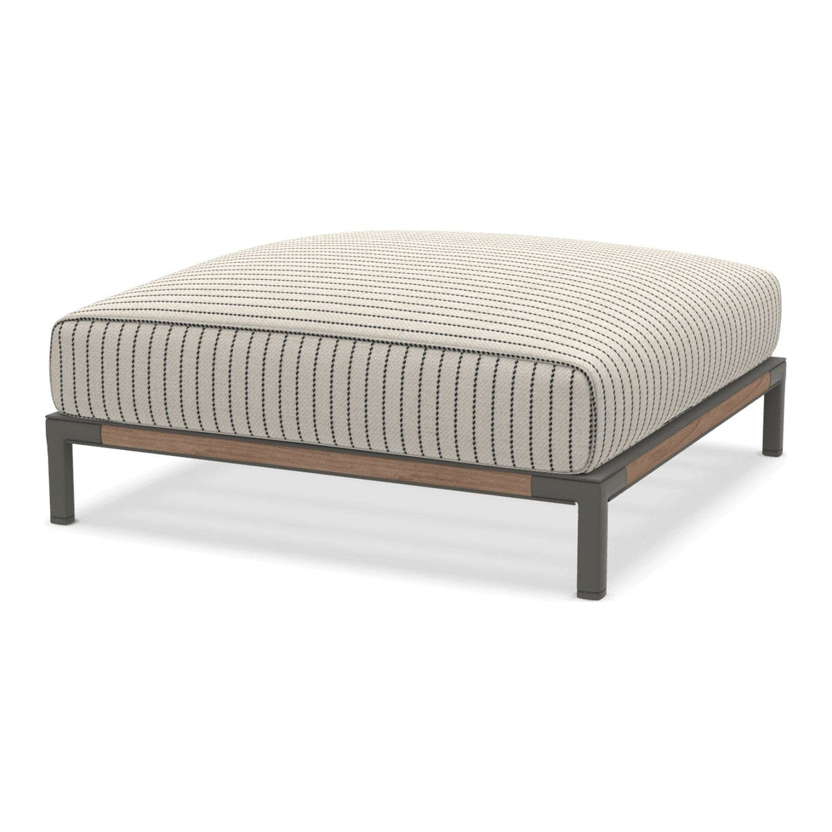 Ethimo Baia Pouf 90x90cm avec coussin Alu Mud Grey + Teak Navy