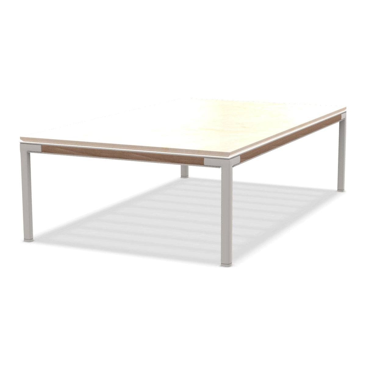 Ethimo Baia Table basse 150x90cm h:43cm Alu Limestone White + Teak Travertino Matt