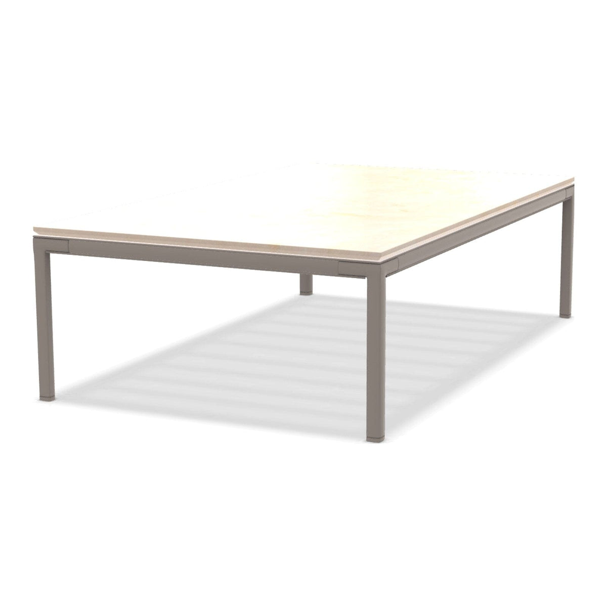 Ethimo Baia Table basse 150x90cm h:43cm Alu Silver Travertino Matt