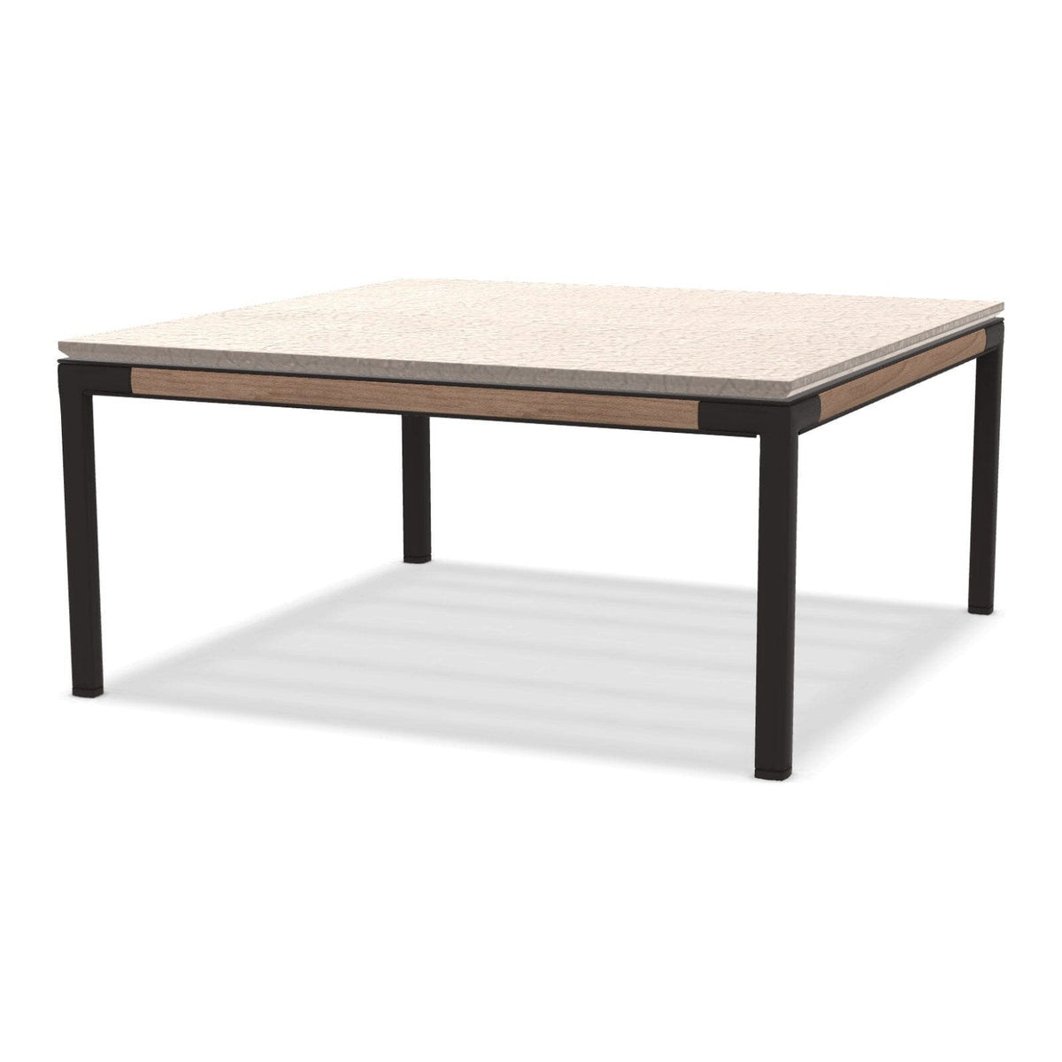Ethimo Baia Table basse 90x90cm h:43cm Alu Carbon + Teak Lavastone Bone White