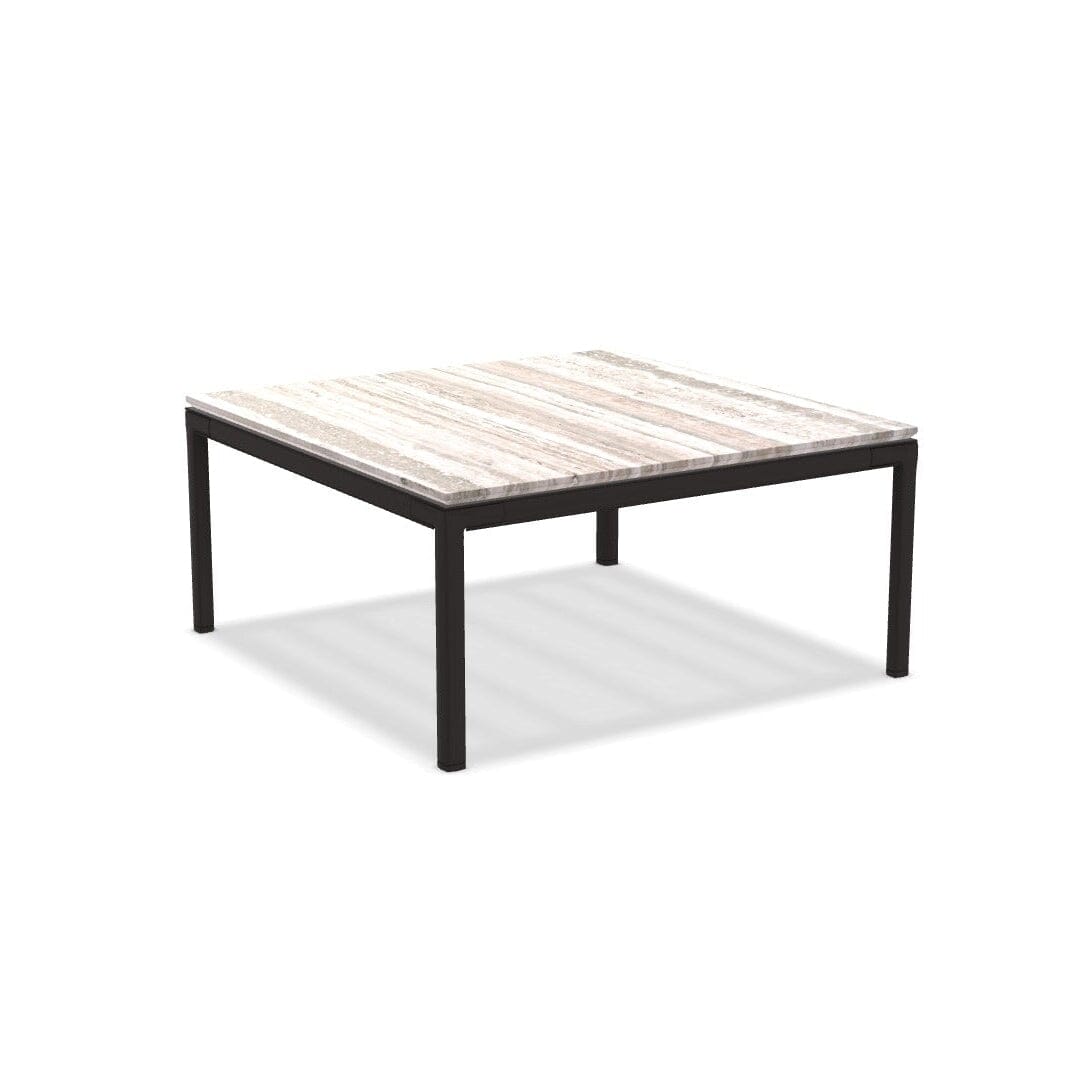 Ethimo Baia Table basse 90x90cm h:43cm Alu Carbon Travertino Silver