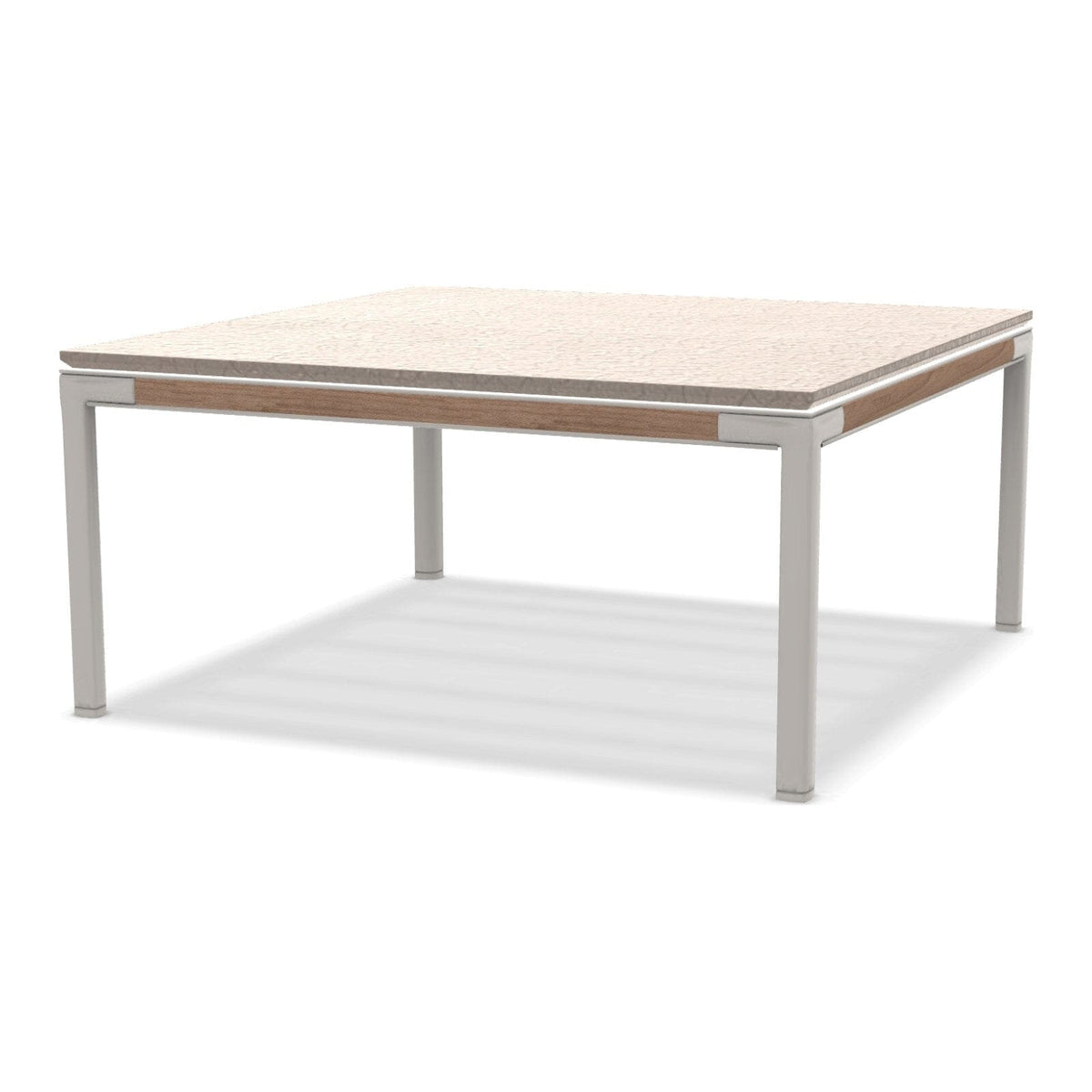 Ethimo Baia Table basse 90x90cm h:43cm Alu Limestone White + Teak Lavastone Bone White