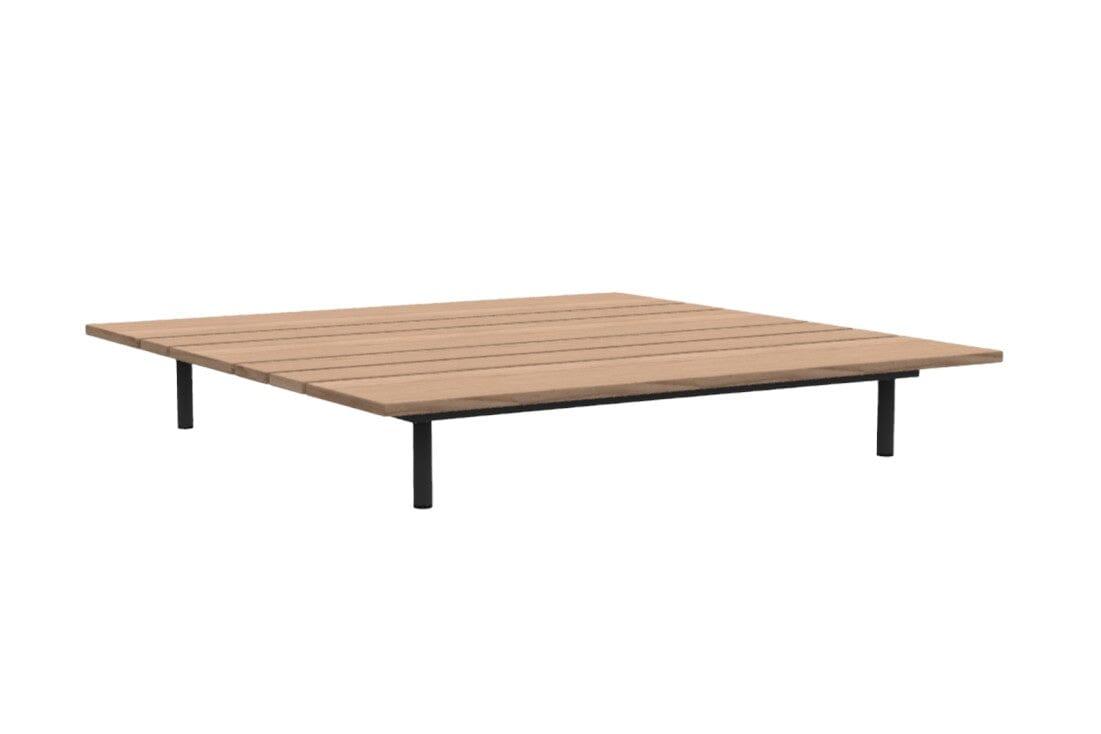 Ethimo Calipso Module 120x120cm, Coussins en sus Dark Grey + Natural Teak
