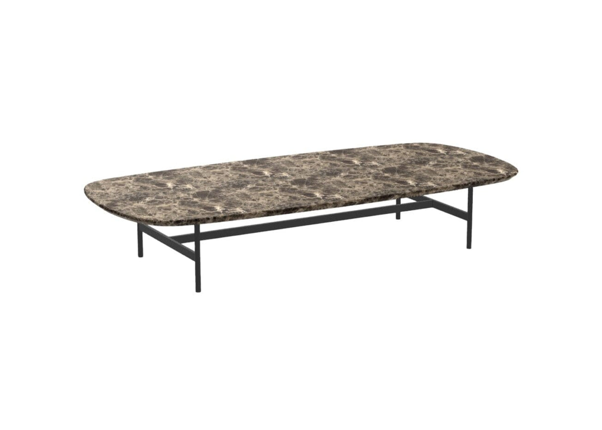 Ethimo Calipso Table Basse Rectangulaire 140x65cm H:25cm Dark Grey Ceramic Stone Emperador Extra Brown